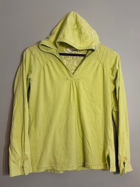 Columbia Size Large Light Lime Green Floral Hooded Pullover